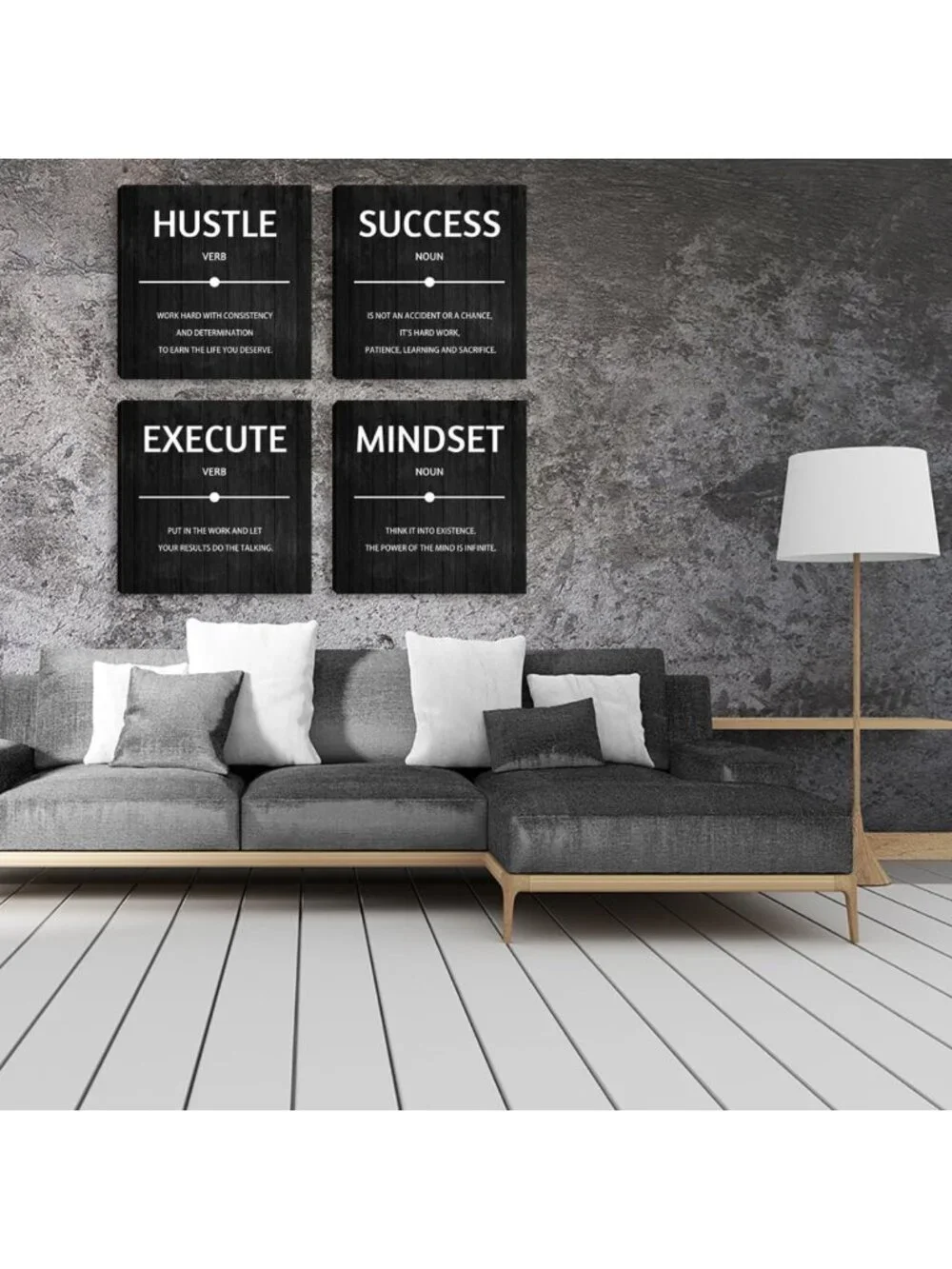 Inspirational Motivational Wall Art Set - 4 Modern Canvas Posters for Home
